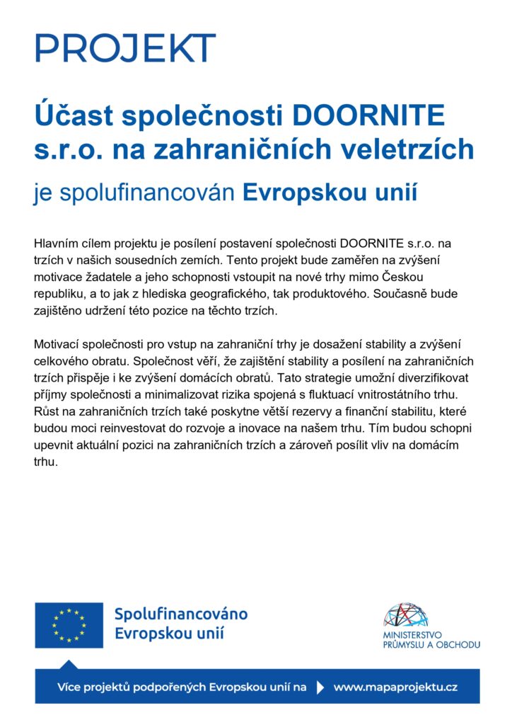 Účast společnosti DOORNITE s.r.o. na zahraničních veletrzích